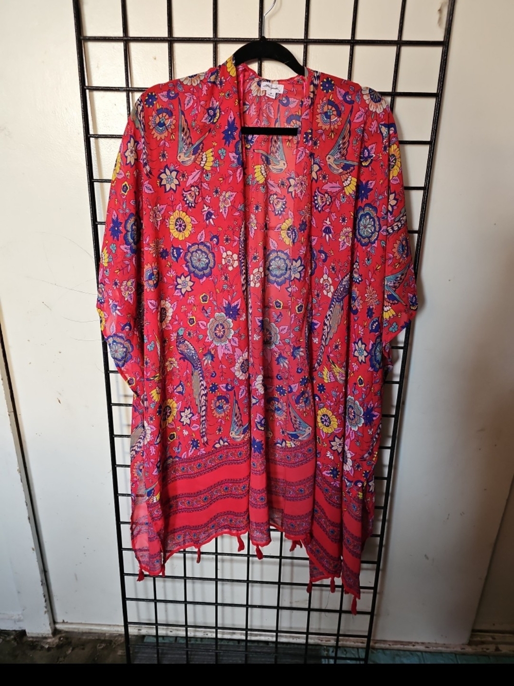 Floral Open-Front Pink Boho Kimono